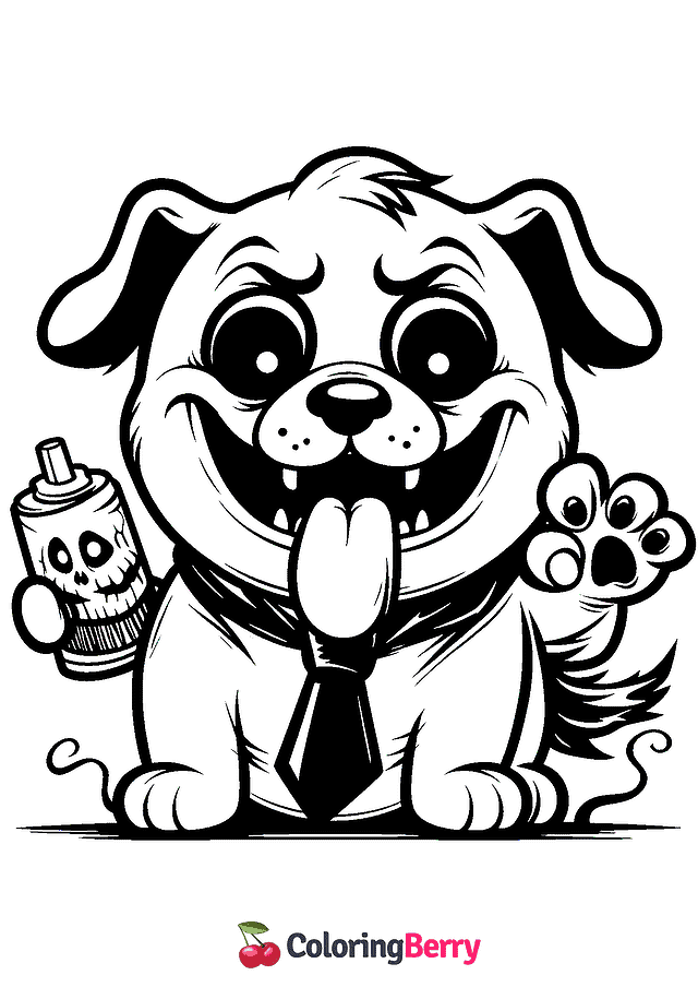 Scary Cartoon Dog Coloring Page