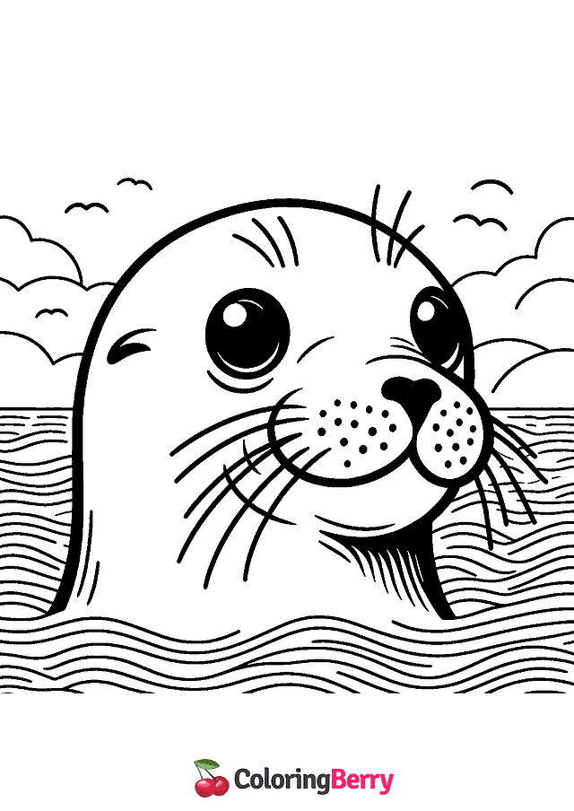 Sea Lion Head Coloring Page