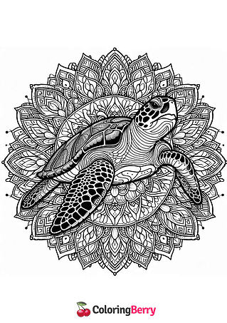 Sea Turtle Mandala Coloring Page