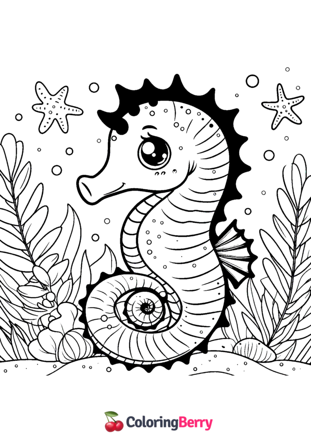 Seahorse Head Coloring Page