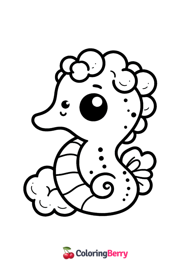 Seahorse Squishmallow Coloring Page