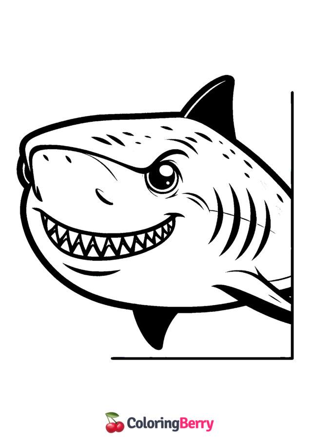 Shark Face Coloring Page