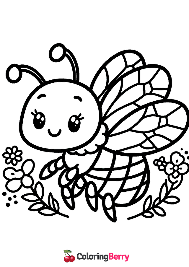 Simple Bee Coloring Page