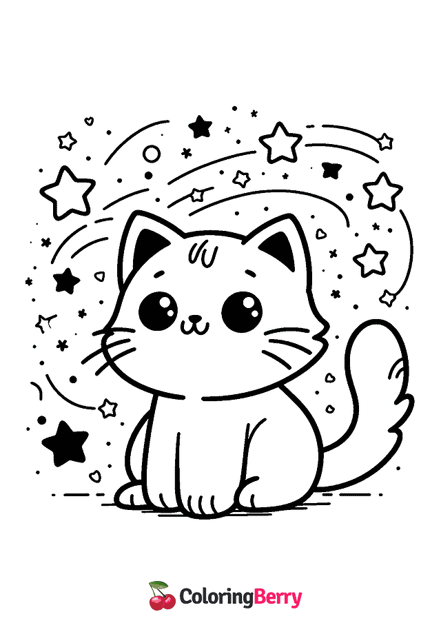 Simple Cat Coloring Page