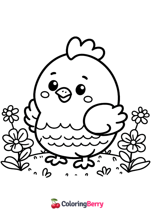 Simple Chicken Coloring Page