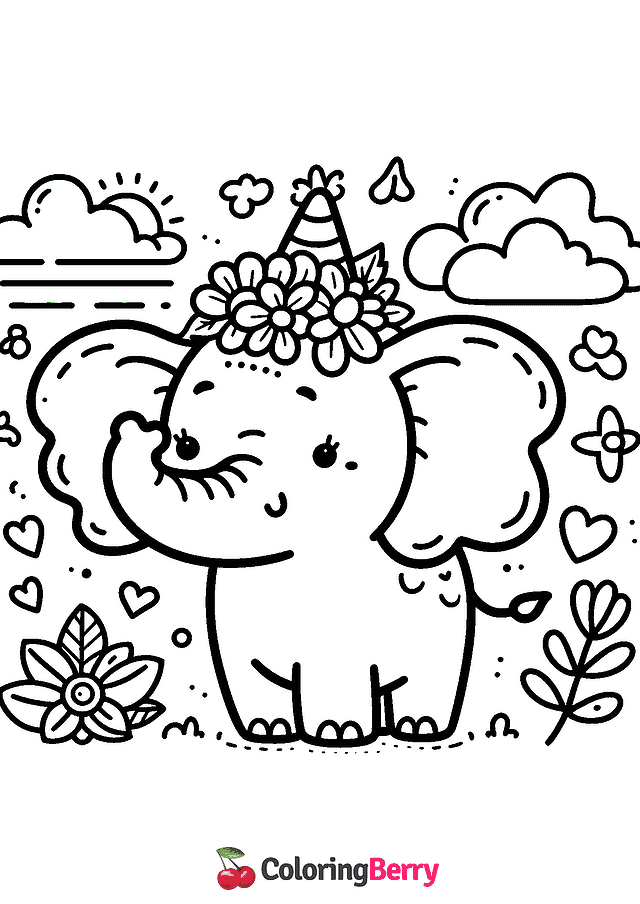 Simple Elephant Coloring Page