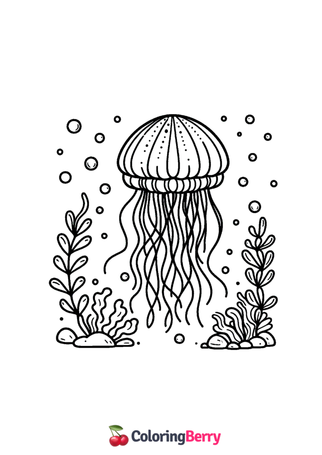 Simple Jellyfish Coloring Page