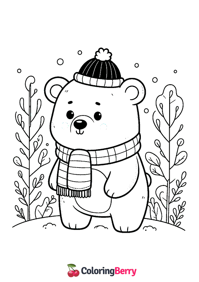 Simple Polar Bear Coloring Page