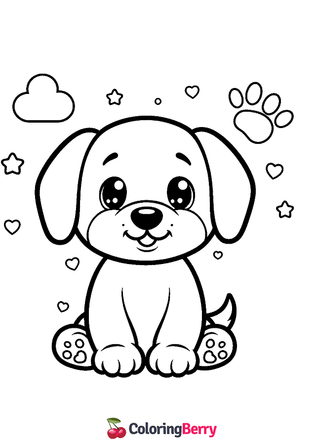 Simple Puppy Coloring Page