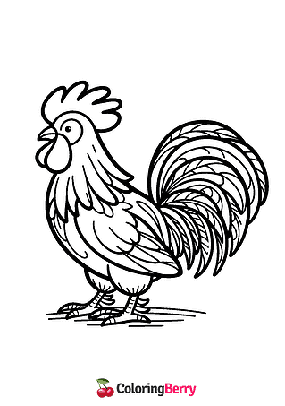 Simple Rooster Coloring Page