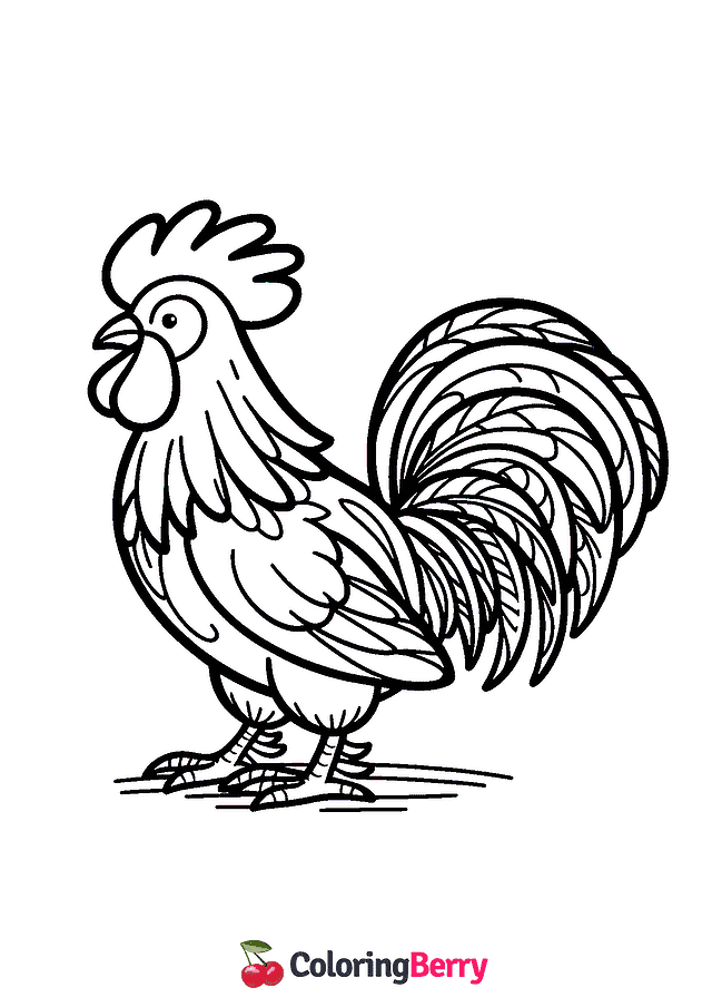 Simple Rooster Coloring Page