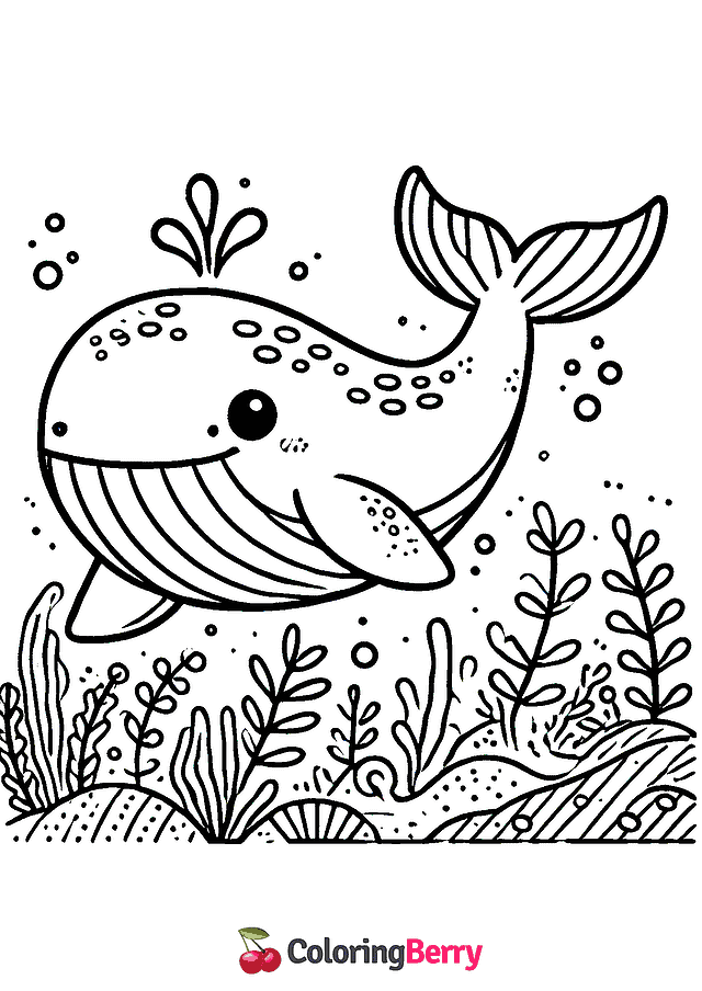 Simple Whale Coloring Page