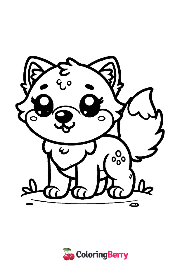 Simple Wolf Coloring Page