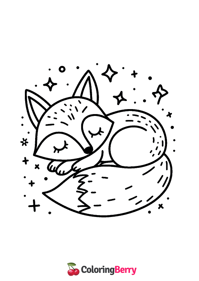 Sleeping Fox Coloring Page