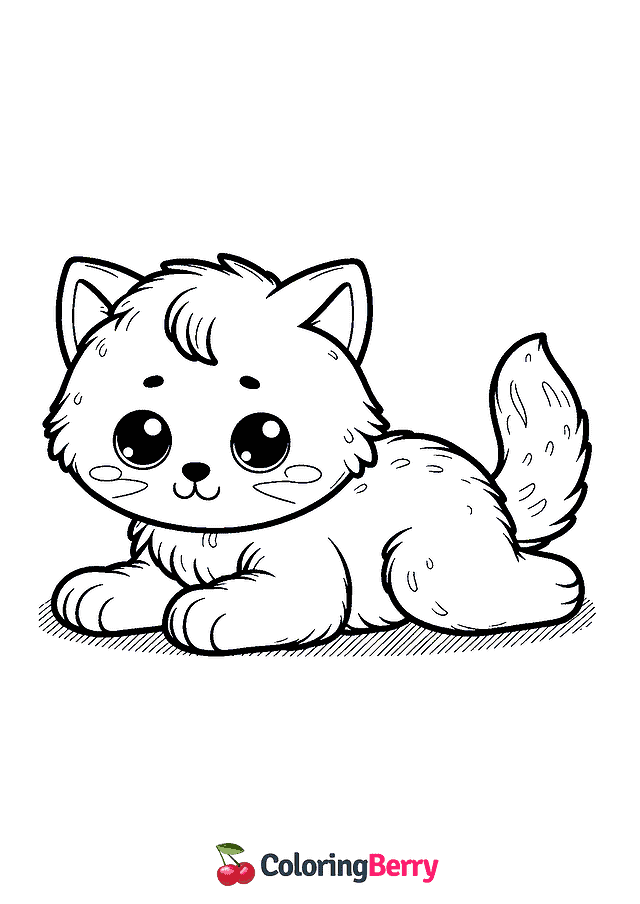 Small Cat Coloring Page