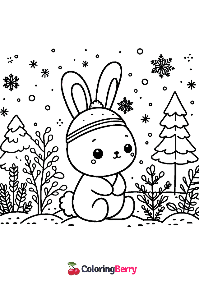 Snow Bunny Coloring Page