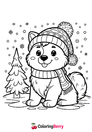 Snow Dog Coloring Page