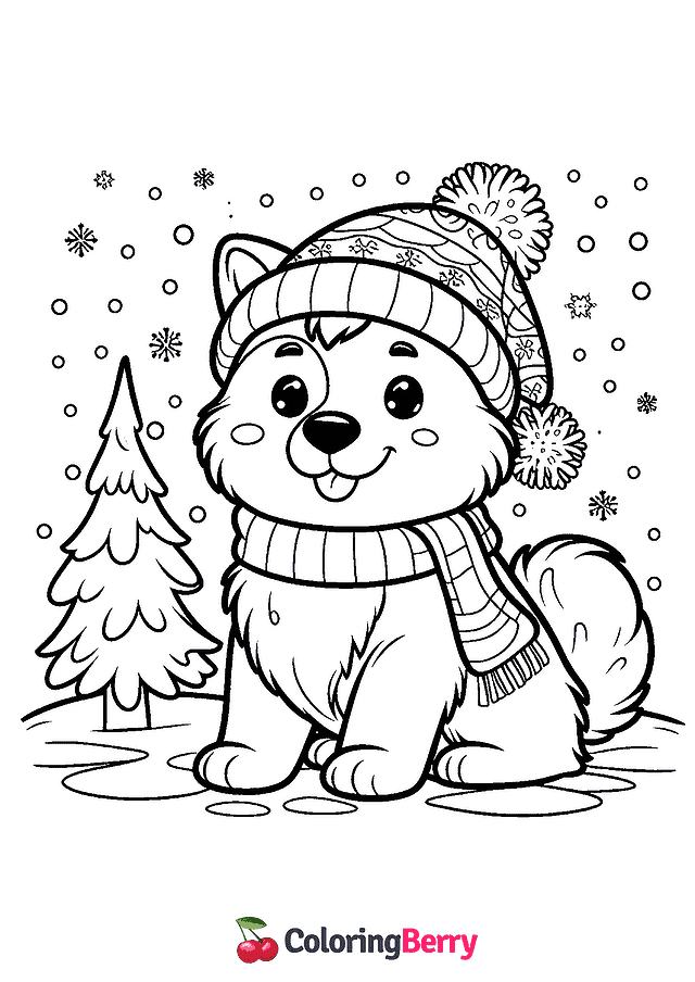 Snow Dog Coloring Page
