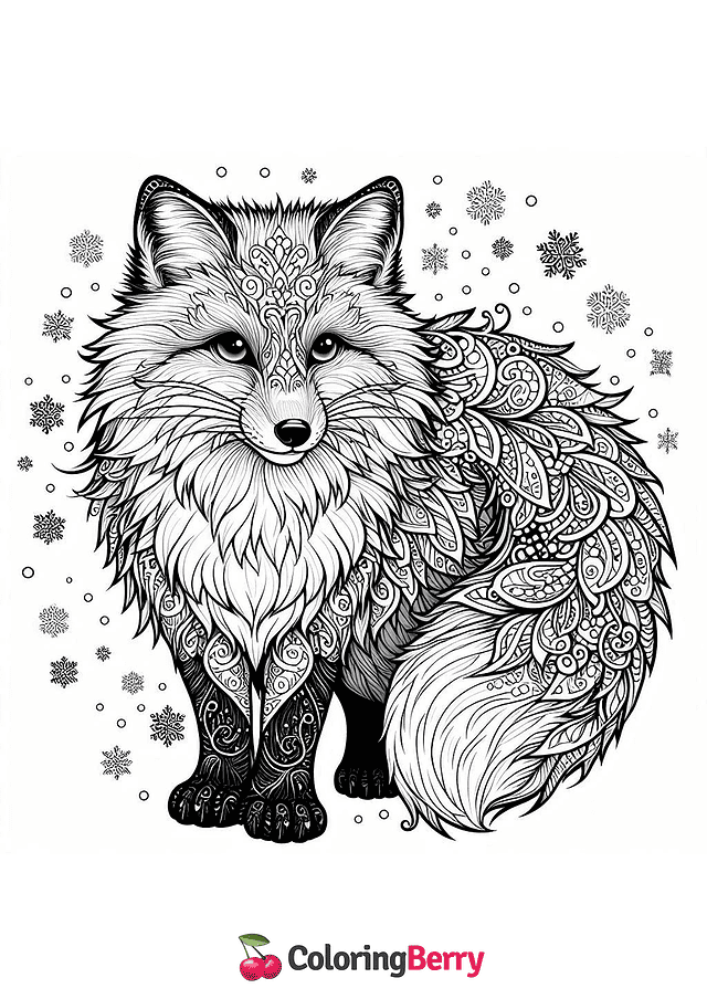 Snow Fox Coloring Page