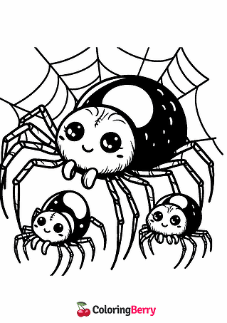 Spider Family Coloring Page
