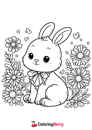 Spring Bunny Coloring Page