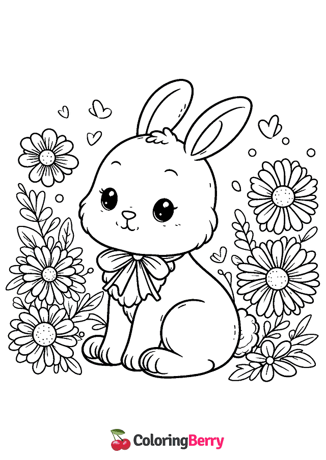 Spring Bunny Coloring Page