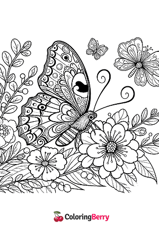 Spring Butterfly Coloring Page