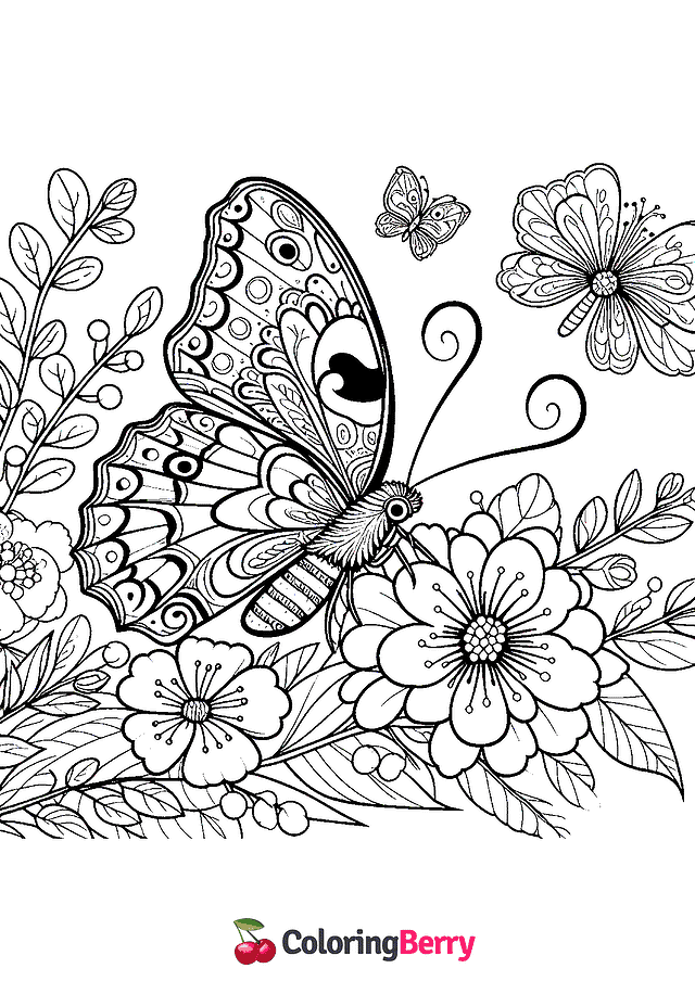 Spring Butterfly Coloring Page