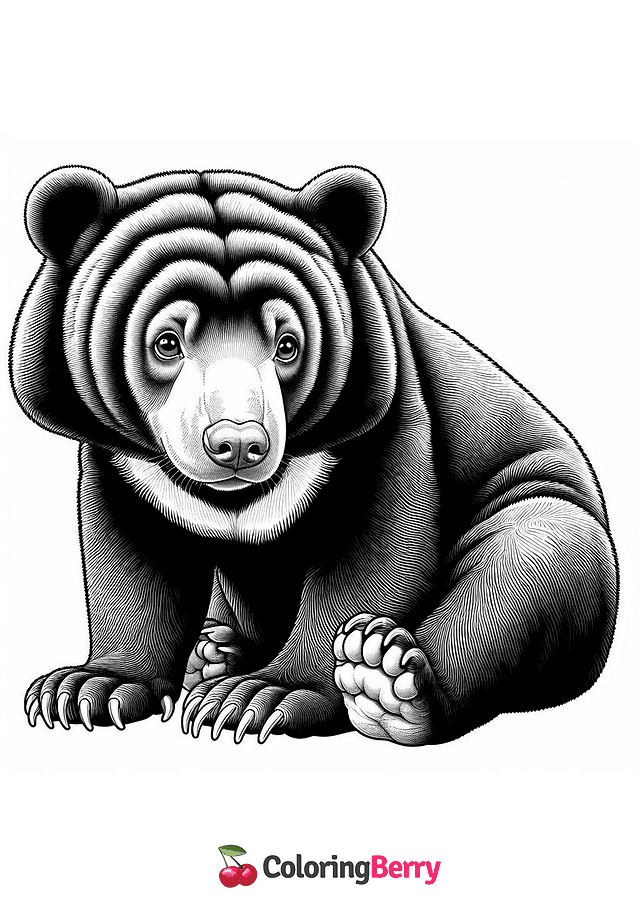 Sun Bear Cub Coloring Page