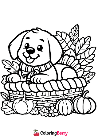 Thanksgiving Dog Coloring Page