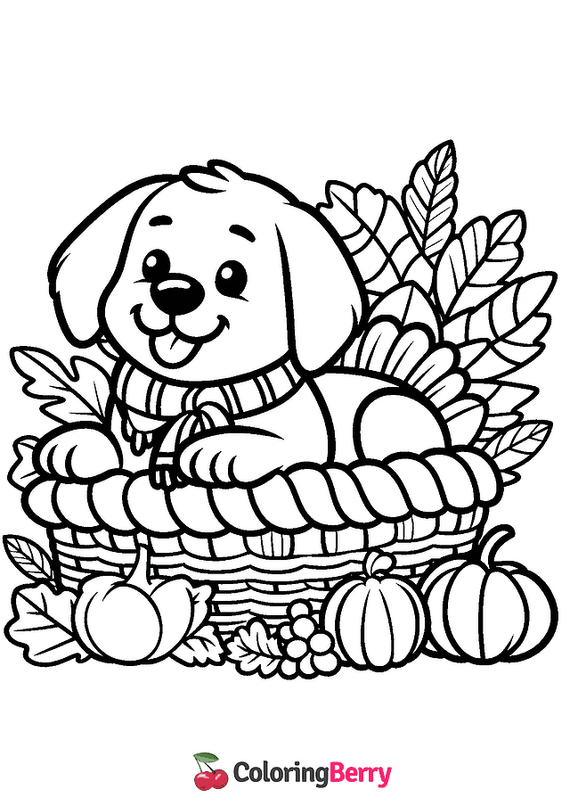 Thanksgiving Dog Coloring Page