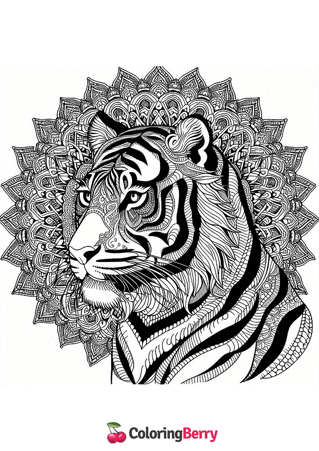 Tiger Mandala Coloring Page