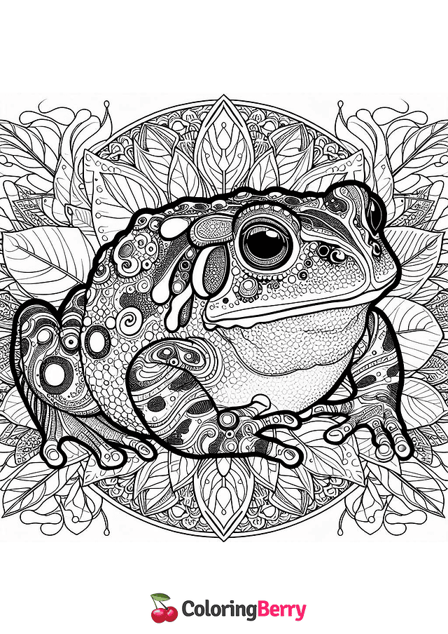 Toad Mandala Coloring Page