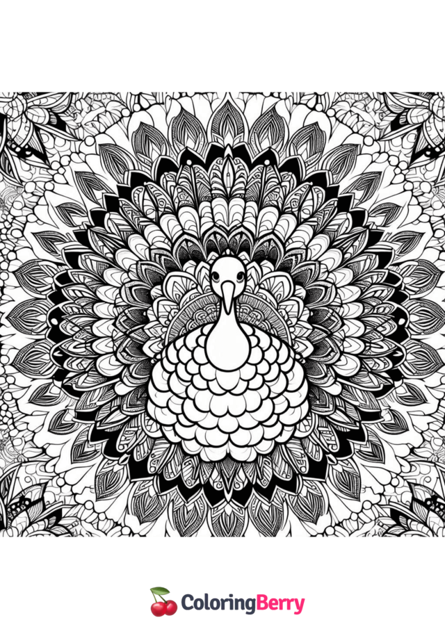 Turkey Mandala Coloring Page