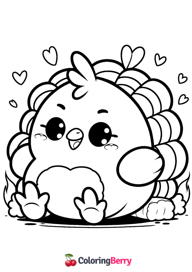 Turkey Squishmallow Coloring Page