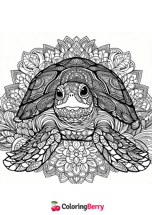 Turtle Mandala Coloring Page