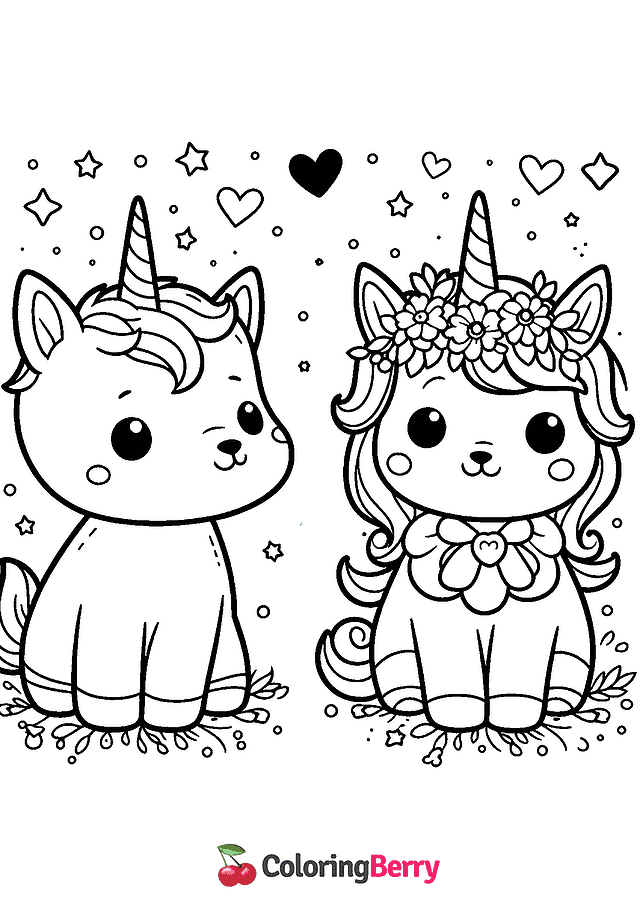 Unicorn Dog Coloring Page