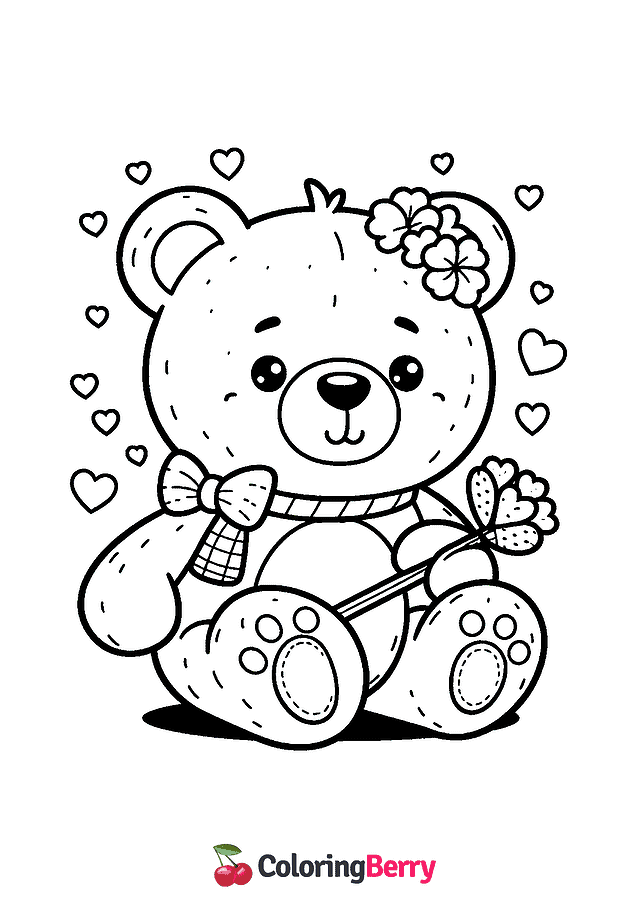 Valentine Bear Coloring Page