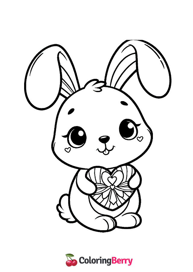 Valentine Bunny Coloring Page