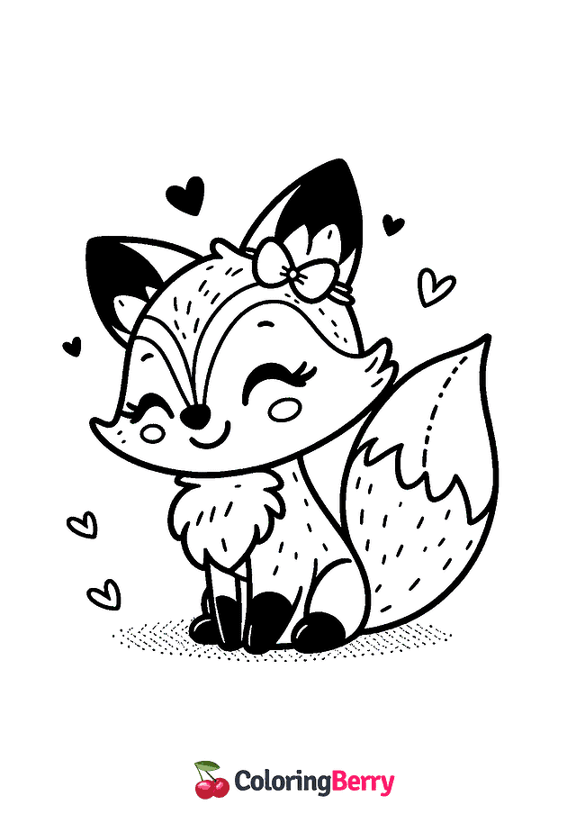 Valentine Fox Coloring Page