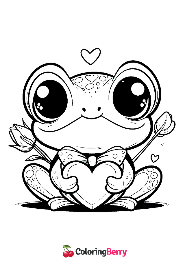 Valentine Frog Coloring Page