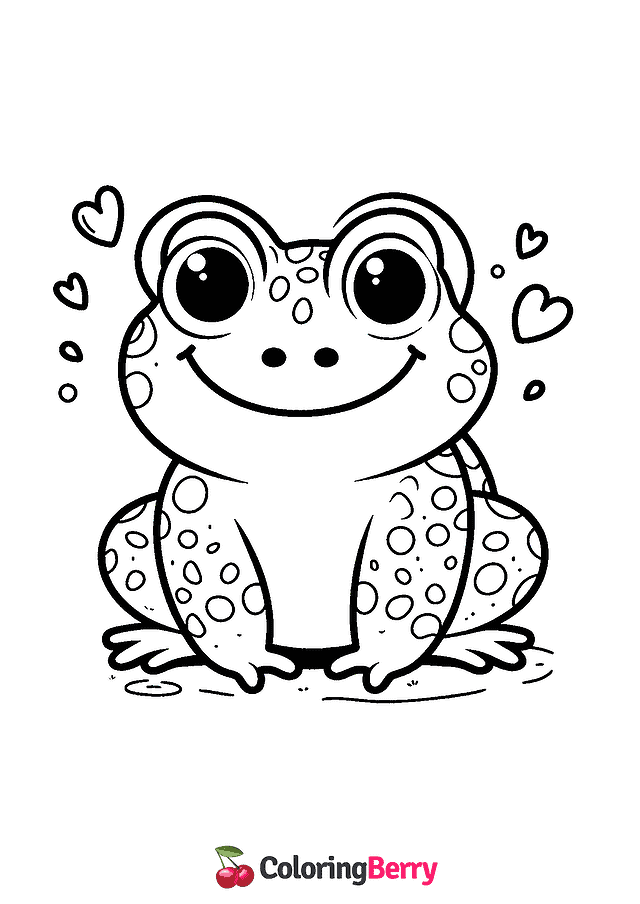 Valentine Toad Coloring Page