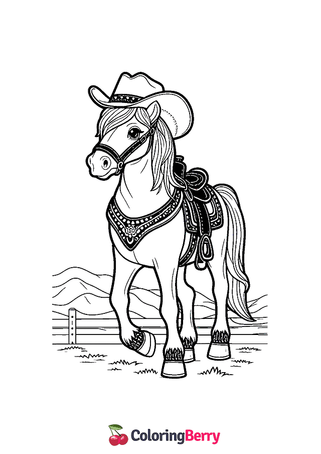 Western Horse Coloring Page