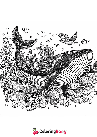 Whale Mandala Coloring Page