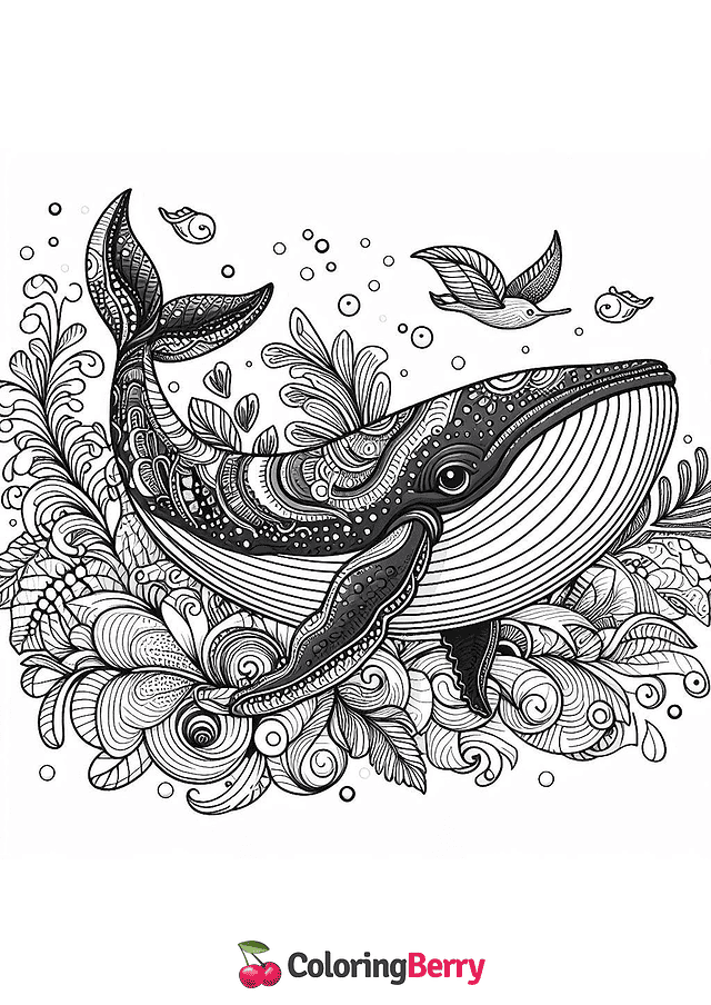 Whale Mandala Coloring Page