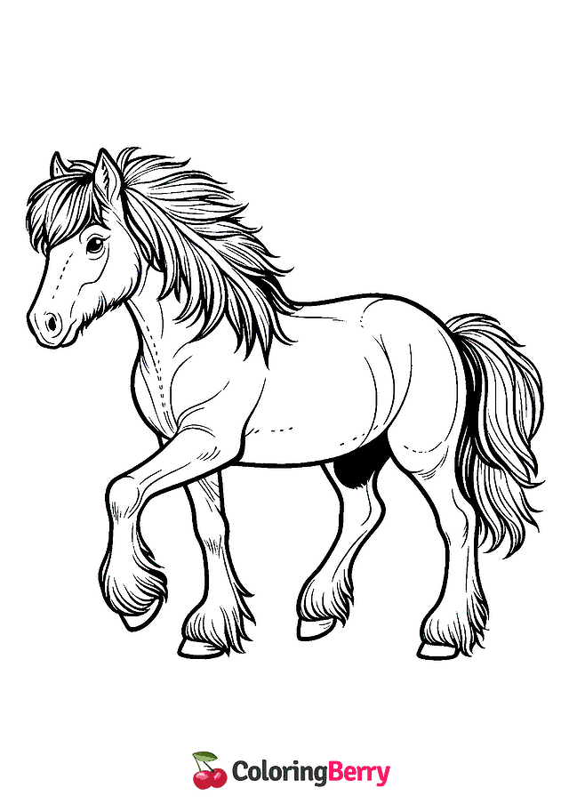 Wild Beautiful Horse Coloring Page