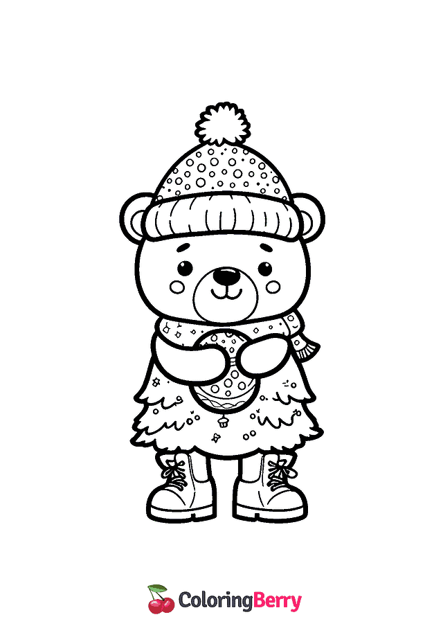 Winter Bear Coloring Page