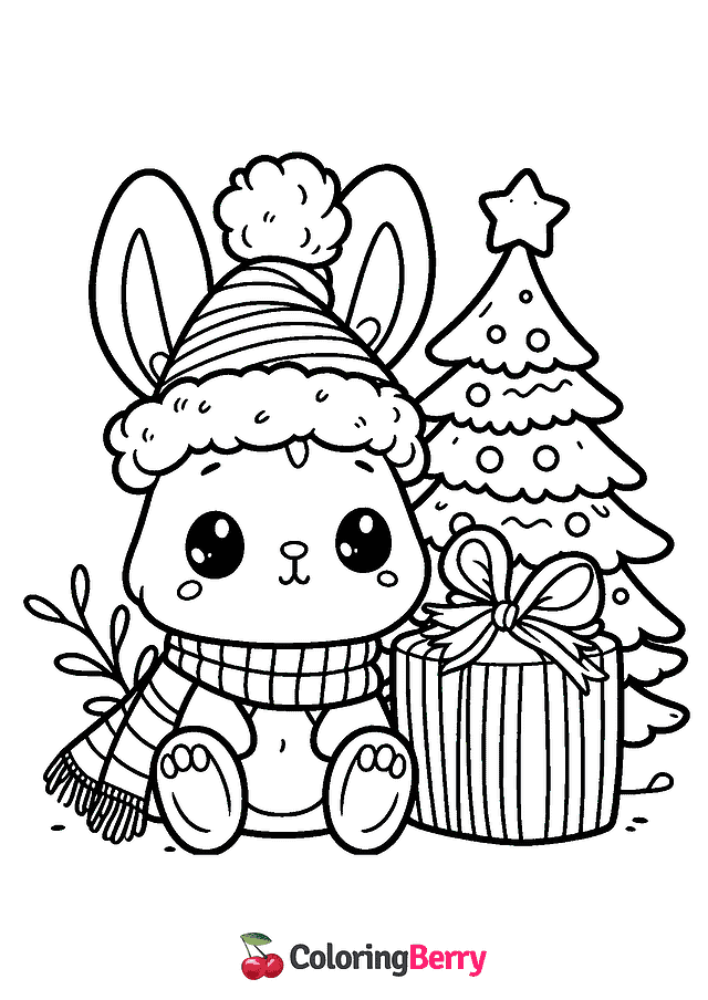 Winter Bunny Coloring Page