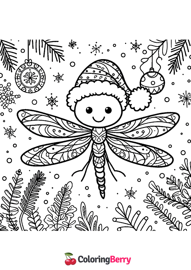 Winter Dragonfly Coloring Page