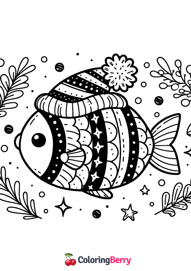 Winter Fish Coloring Page